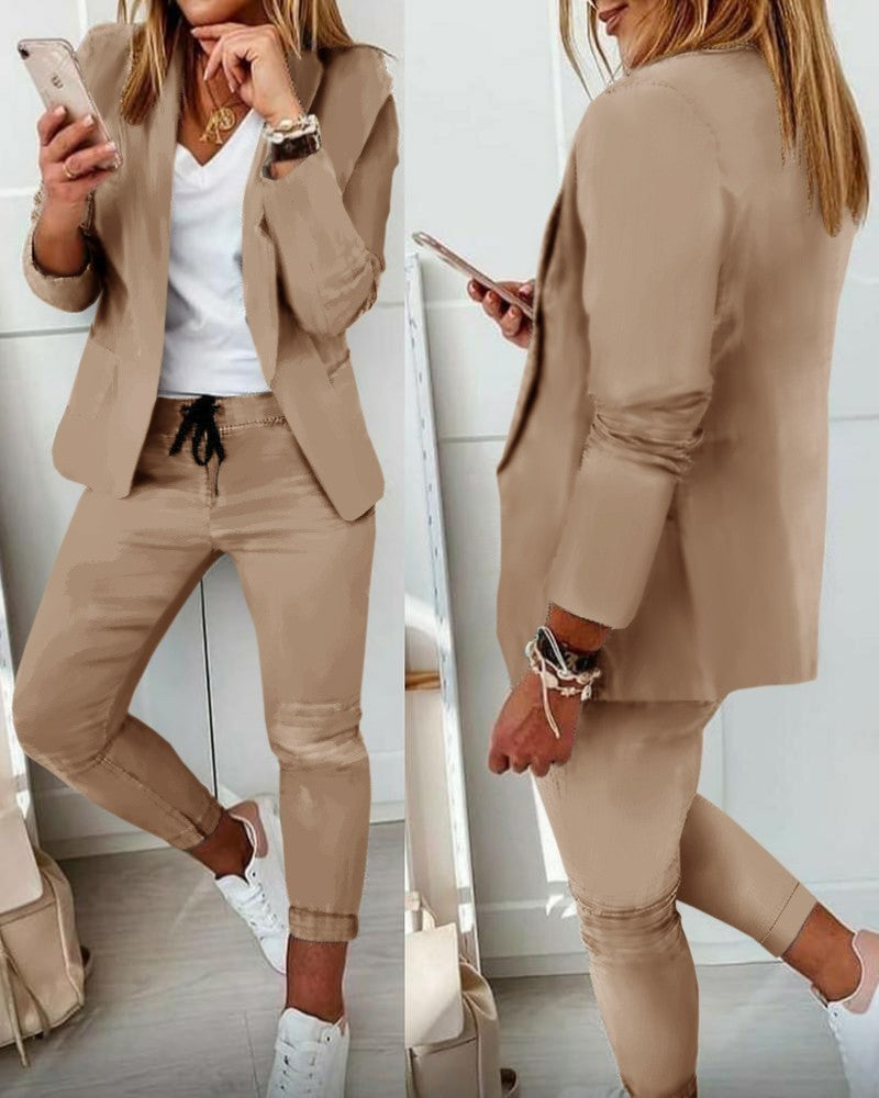 Ladies Fashion Lapel Short Sleeve