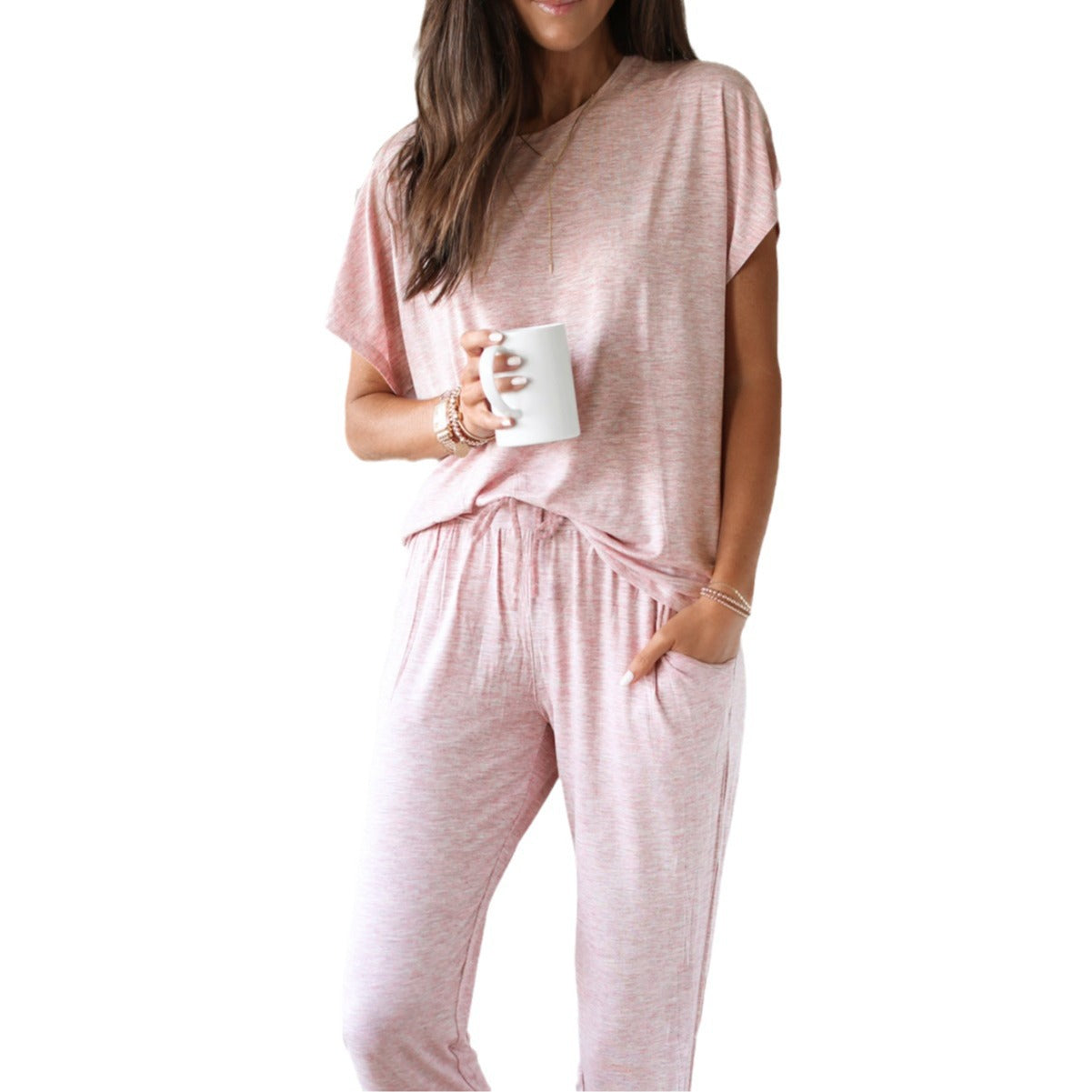 Round Neck Short Sleeve Loose Outfit