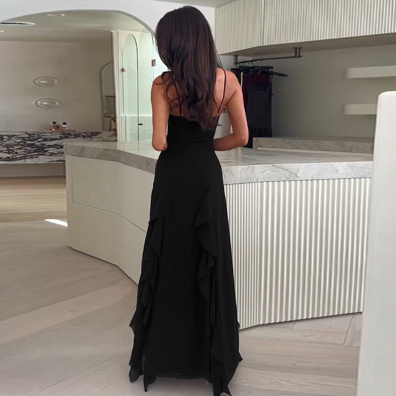 Holiday Split Ruffled Dress