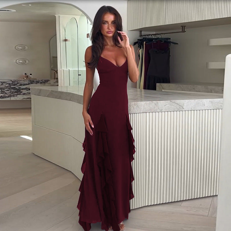Holiday Split Ruffled Dress