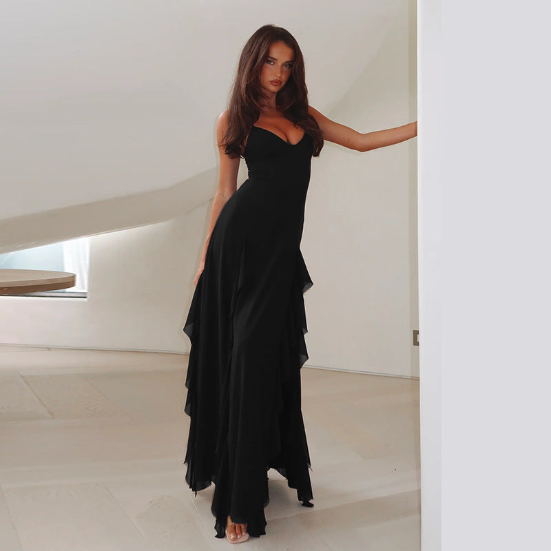 Holiday Split Ruffled Dress