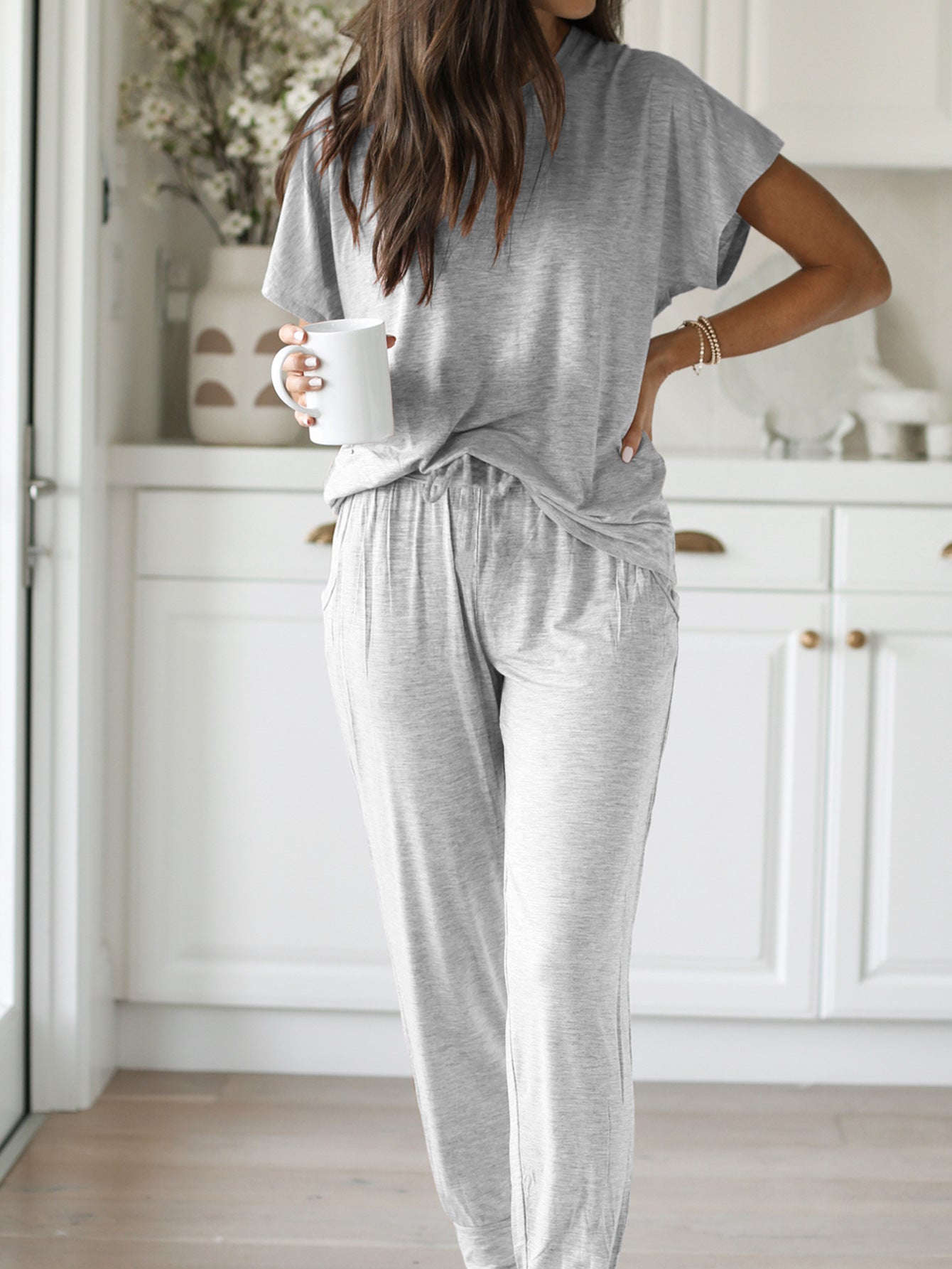 Round Neck Short Sleeve Loose Outfit