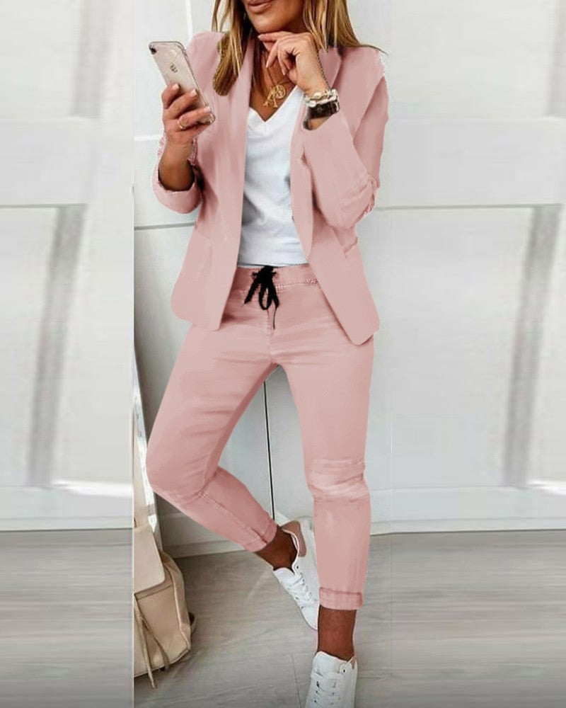 Ladies Fashion Lapel Short Sleeve